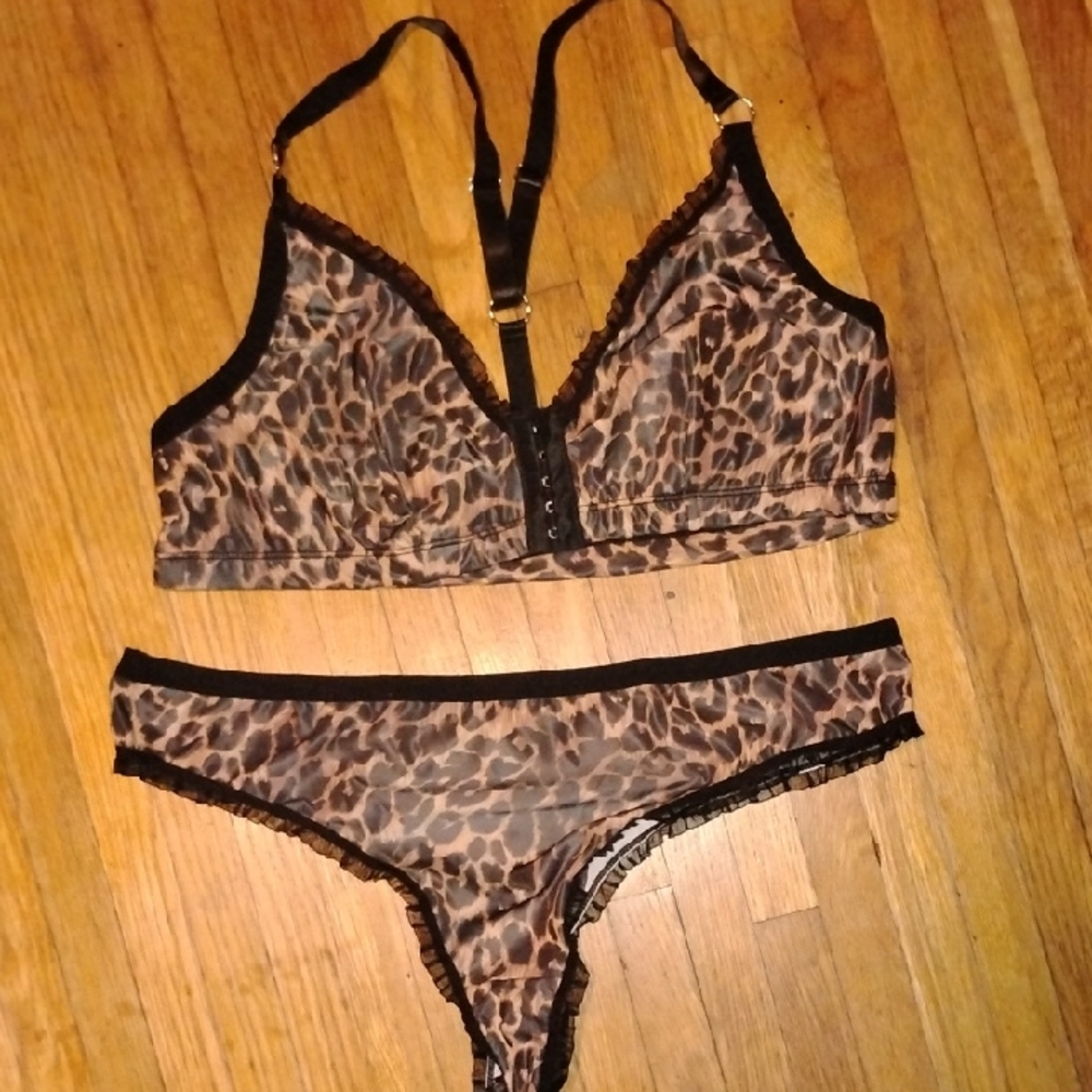 Leopard Print Bralette and Panty Set